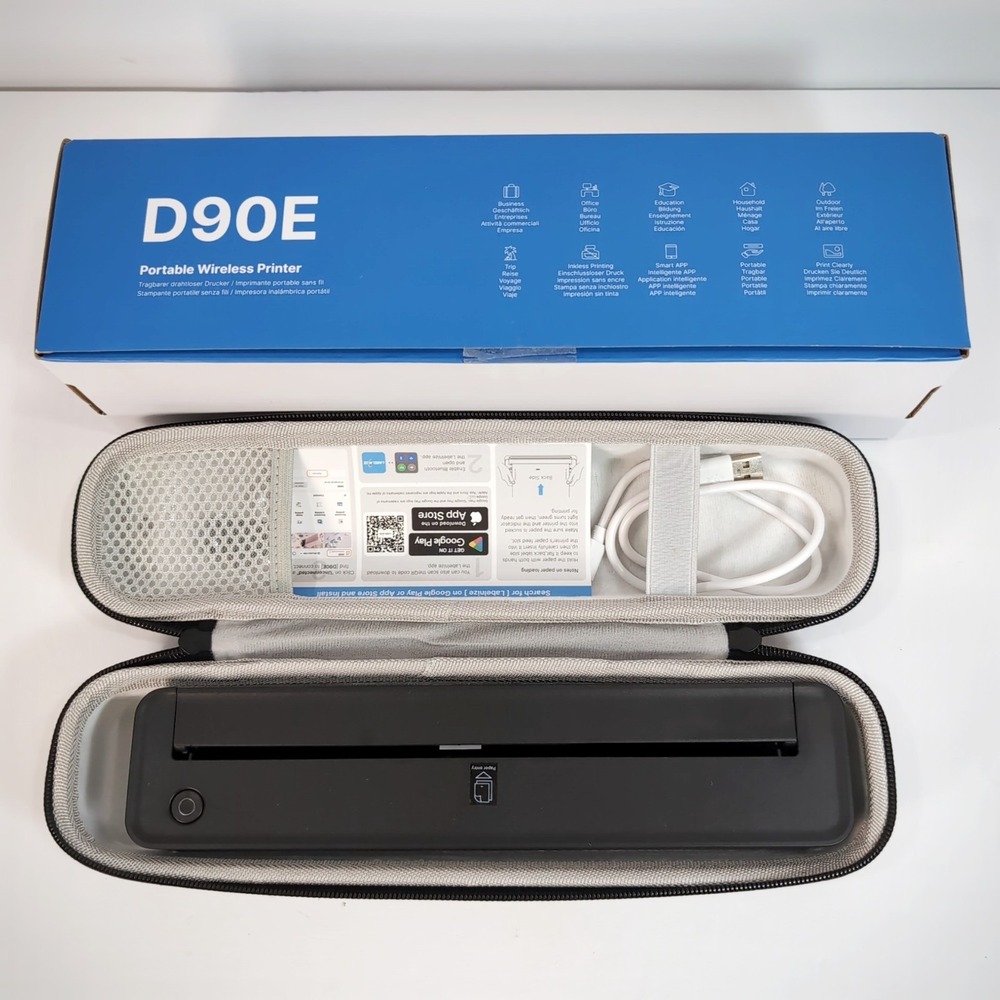 ETIKEZ D90E Portable Printer Wireless for Mobile Use Bluetooth & USB Inkless New